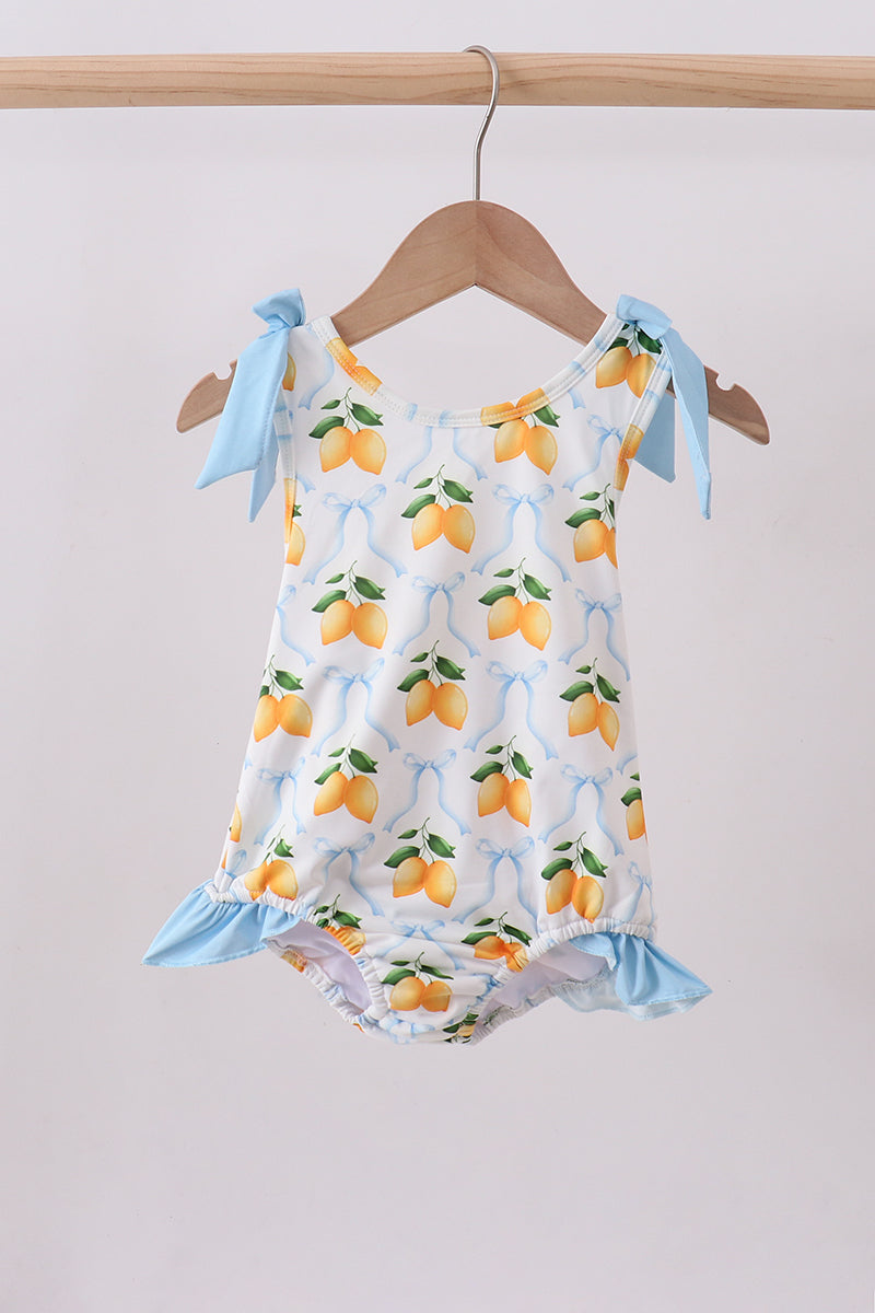 Blue bow lemon one-piece swimsuit - Aaria Tees