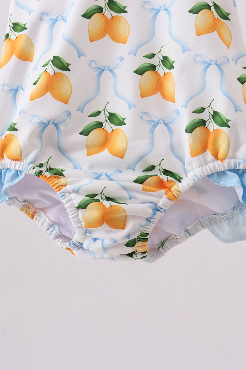 Blue bow lemon one-piece swimsuit - Aaria Tees Aaria Tees