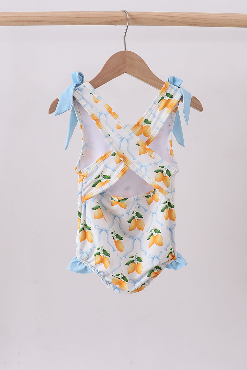 Blue bow lemon one-piece swimsuit - Aaria Tees Aaria Tees