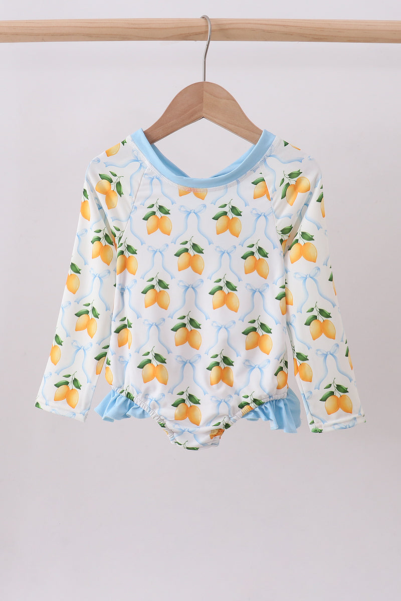 Blue bow lemon rashguard - Aaria Tees Aaria Tees