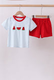 Blue watermelon embroidery shorts set - Aaria Tees Aaria Tees