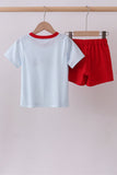 Blue watermelon embroidery shorts set - Aaria Tees Aaria Tees