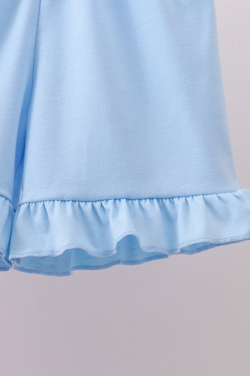 Pink seersucker animal smocked ruffle shorts set - Aaria Tees Aaria Tees
