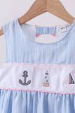 Blue sailboat embroidery jacquard shorts set - Aaria Tees Aaria Tees