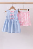 Blue sailboat embroidery jacquard shorts set - Aaria Tees Aaria Tees