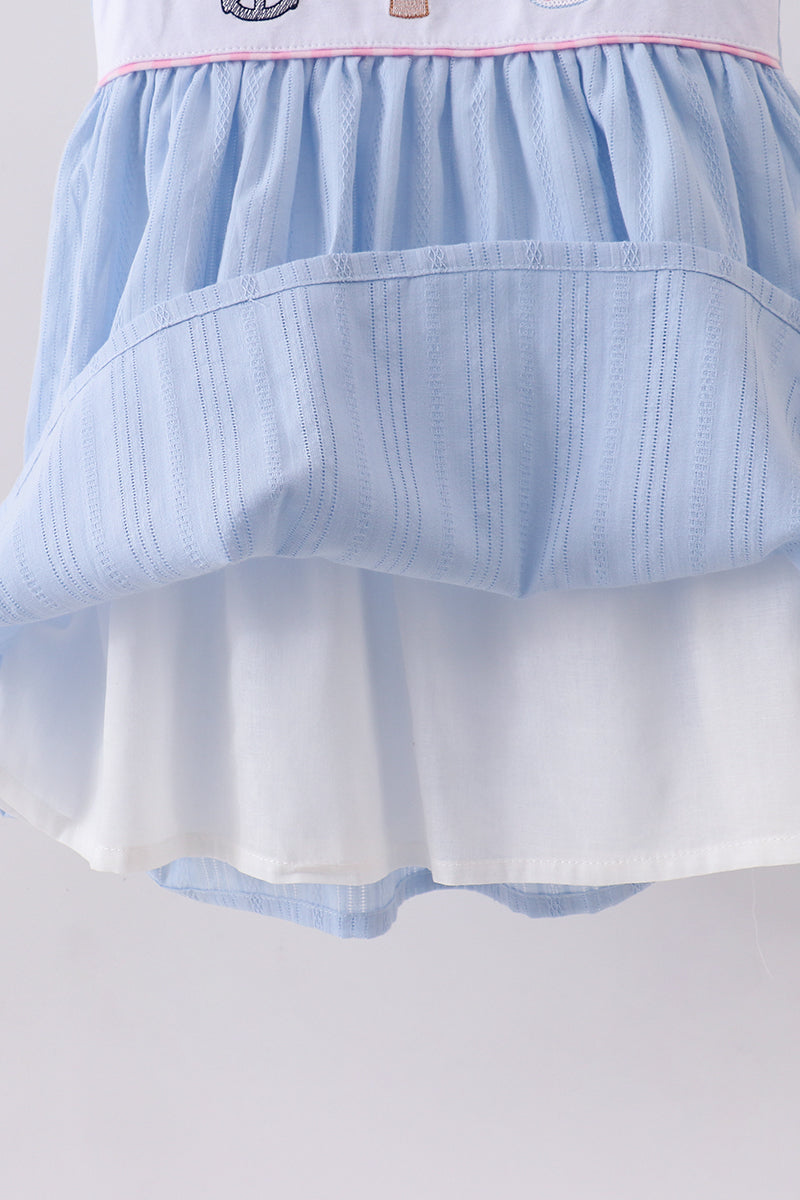 Blue sailboat embroidery jacquard shorts set - Aaria Tees Aaria Tees