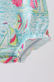 Blue sailboat print ruffle bubble - Aaria Tees Aaria Tees