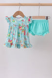 Blue sailboat print ruffle bloomer set - Aaria Tees Aaria Tees