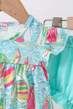 Blue sailboat print ruffle bloomer set - Aaria Tees Aaria Tees