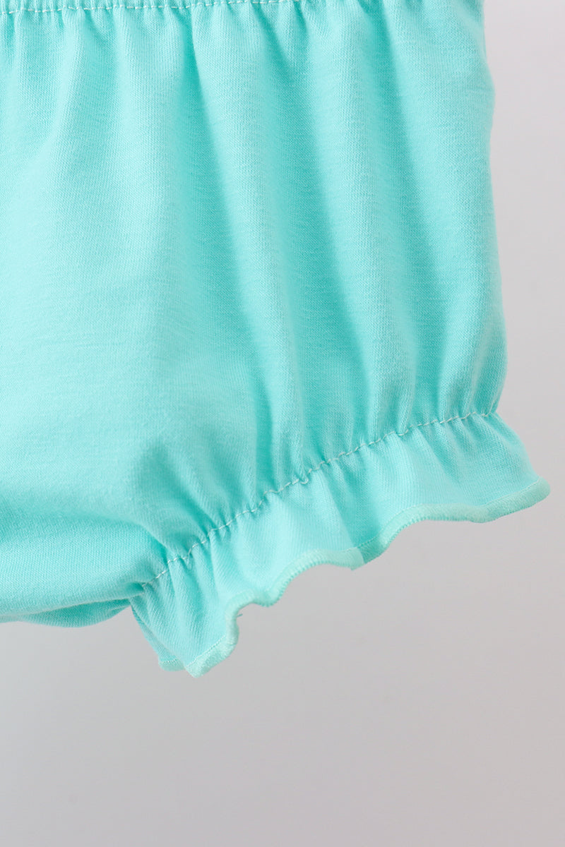 Blue sailboat print ruffle bloomer set - Aaria Tees Aaria Tees