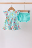 Blue sailboat print ruffle bloomer set - Aaria Tees Aaria Tees