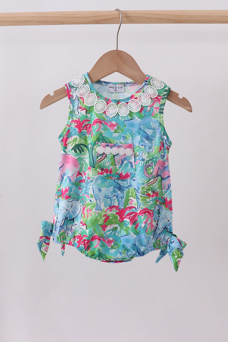 Green tropical garden bow bubble - Aaria Tees Aaria Tees