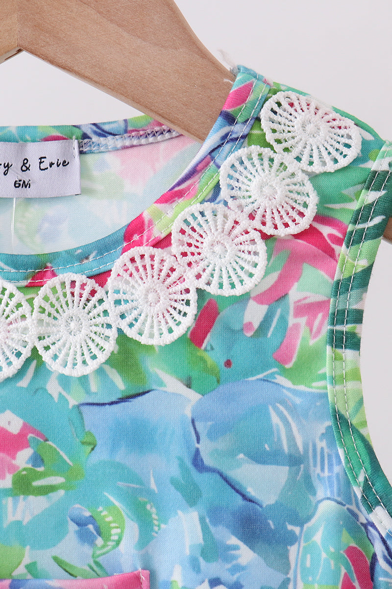 Green tropical garden bow bubble - Aaria Tees Aaria Tees