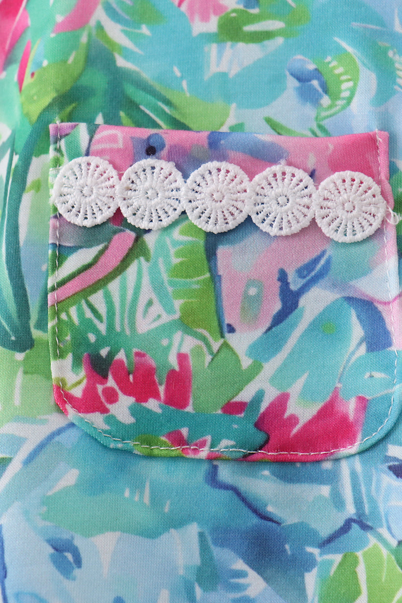 Green tropical garden bow bubble - Aaria Tees Aaria Tees