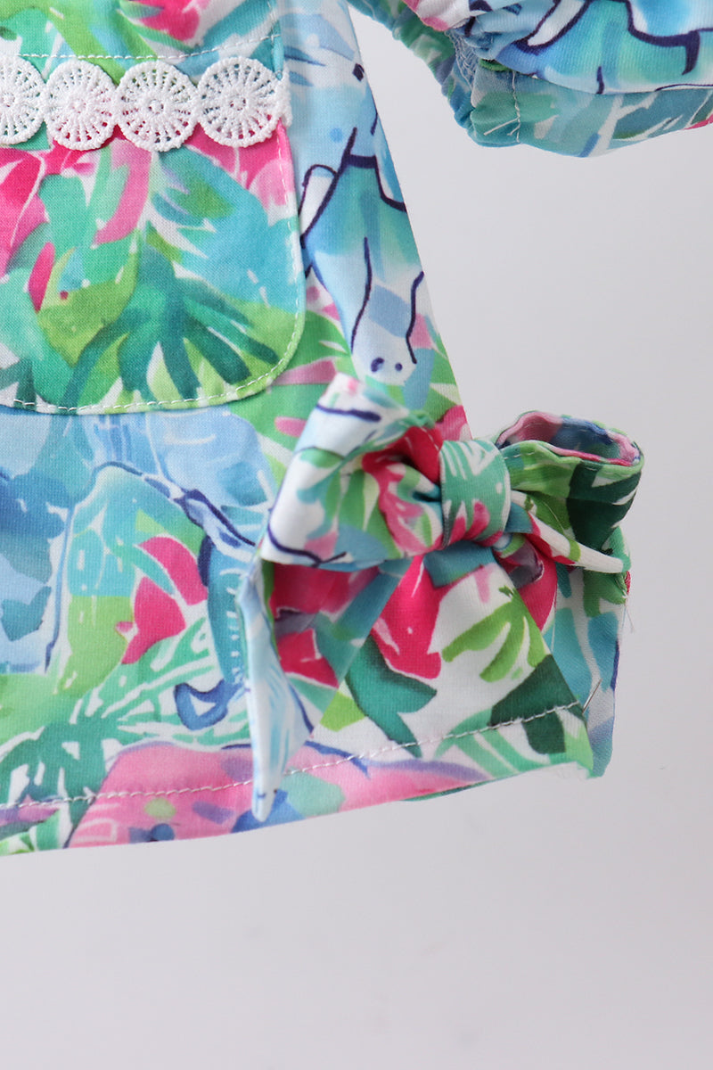 Green tropical garden bow bloomer set - Aaria Tees Aaria Tees