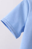 Blue puppy french knot stripe shorts set - Aaria Tees Aaria Tees