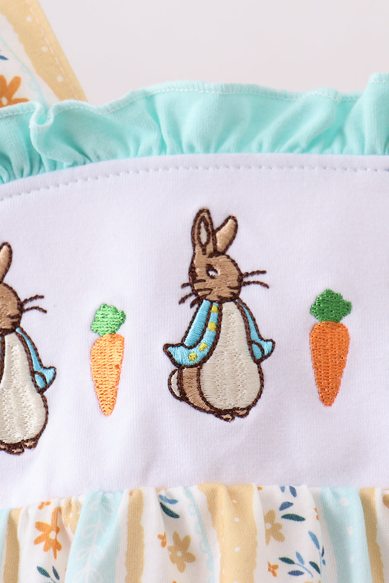 Floral bunny embroidery ruffle bubble - Aaria Tees Aaria Tees