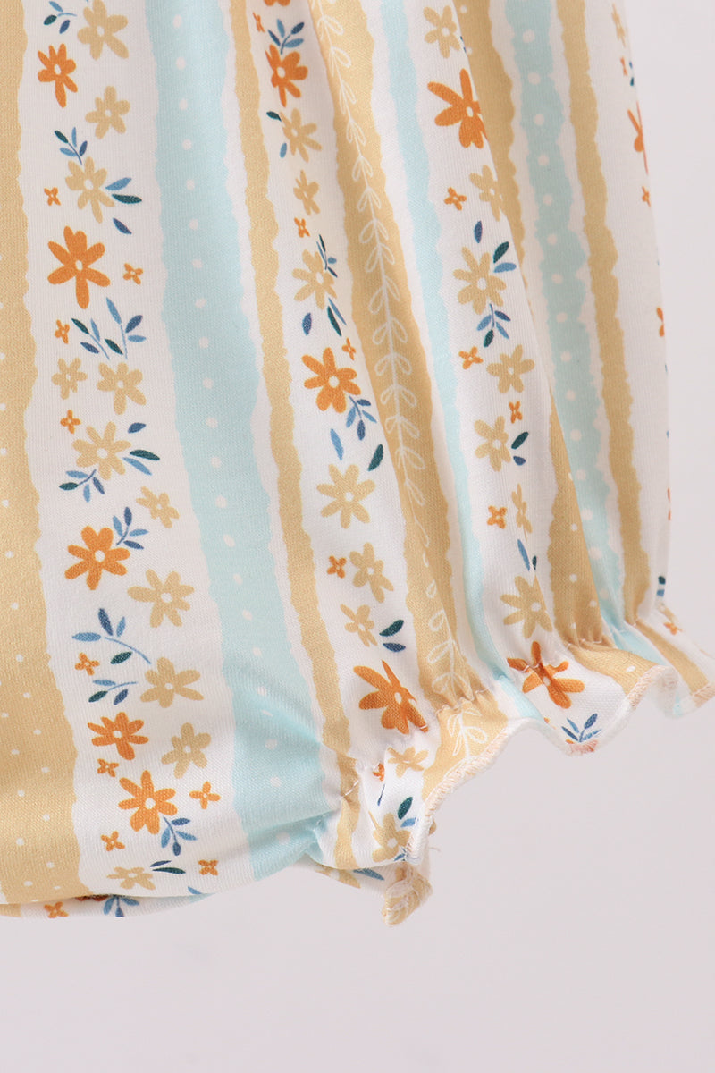 Floral bunny embroidery ruffle bubble - Aaria Tees Aaria Tees