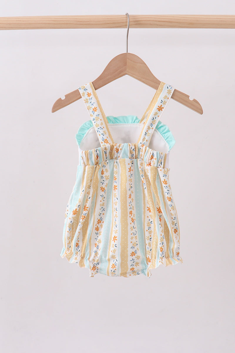 Floral bunny embroidery ruffle bubble - Aaria Tees Aaria Tees