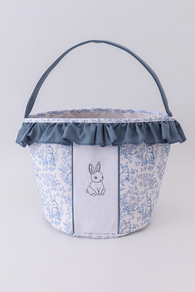 Blue bunny floral ruffle basket - Aaria Tees Aaria Tees