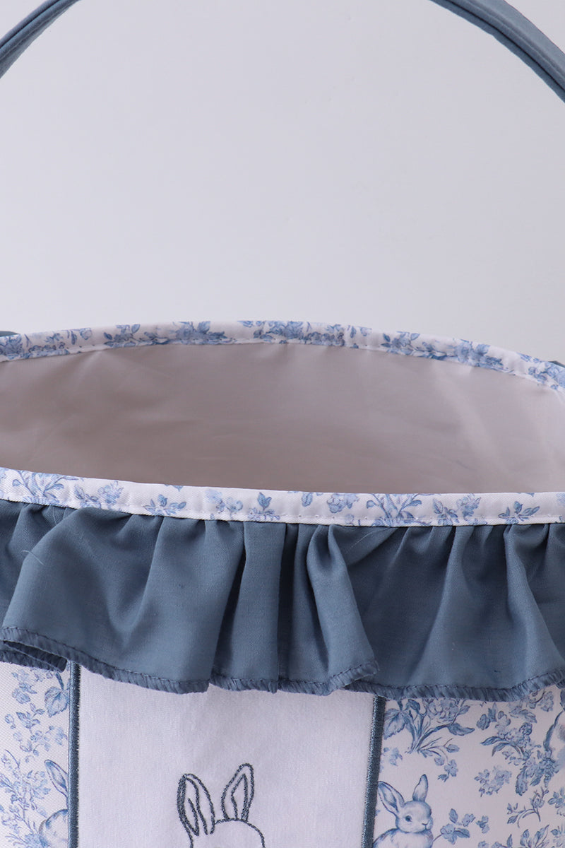 Blue bunny floral ruffle basket - Aaria Tees Aaria Tees