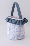 Blue bunny floral ruffle basket - Aaria Tees Aaria Tees