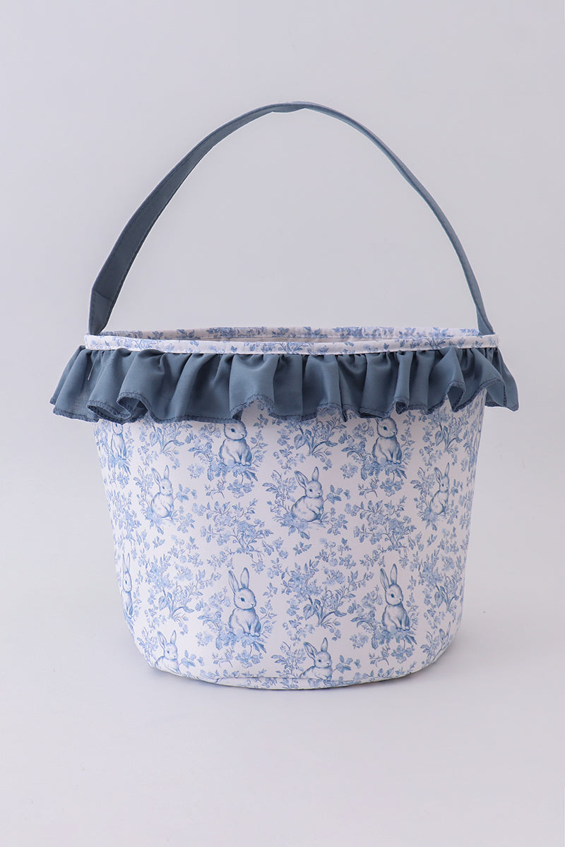 Blue bunny floral ruffle basket - Aaria Tees Aaria Tees