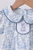 Navy bunny embroidery floral peter pan collar bloomer set - Aaria Tees Aaria Tees