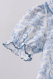 Navy bunny embroidery floral peter pan collar bloomer set - Aaria Tees Aaria Tees
