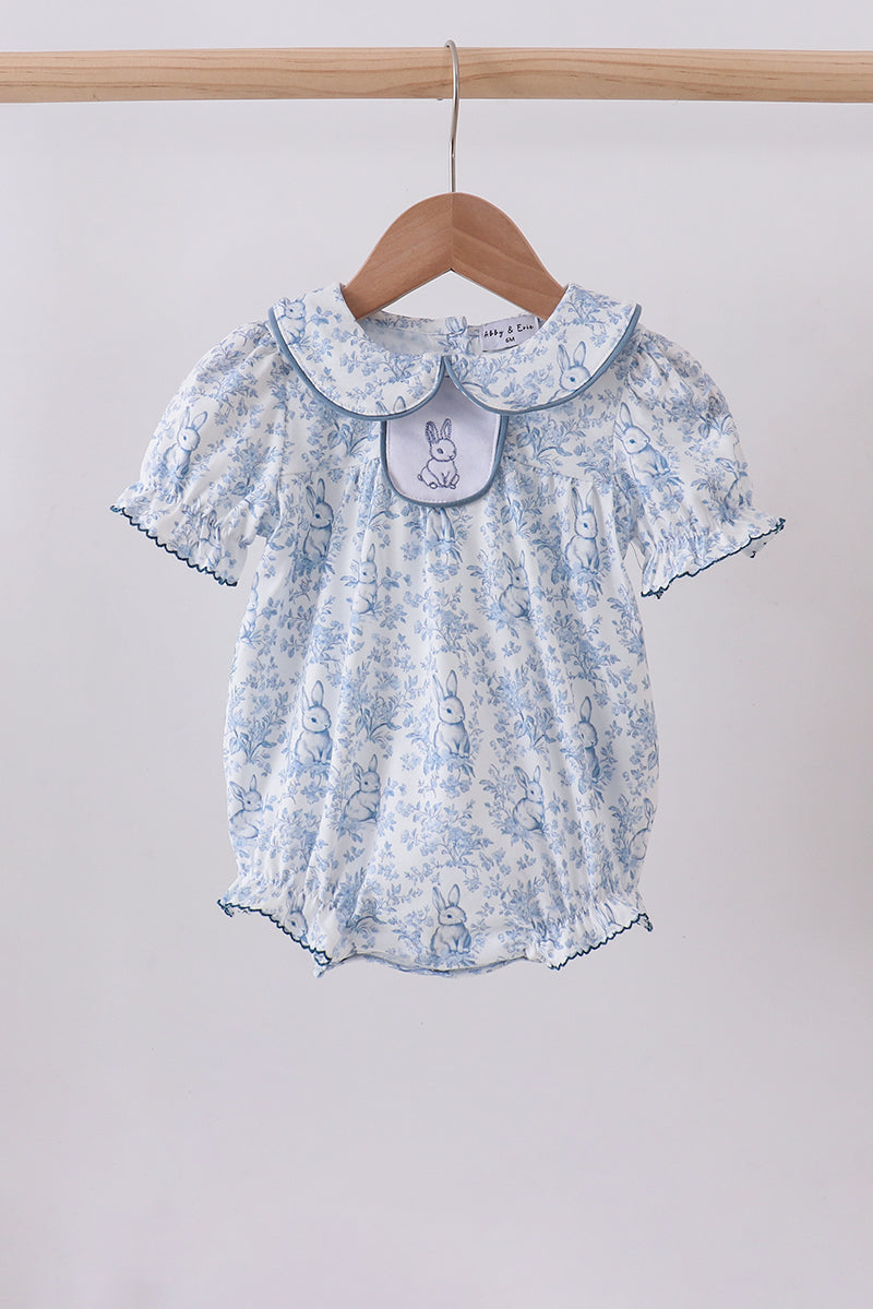 Navy bunny embroidery floral peter pan collar bubble - Aaria Tees Aaria Tees