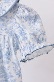 Navy bunny embroidery floral peter pan collar bubble - Aaria Tees Aaria Tees
