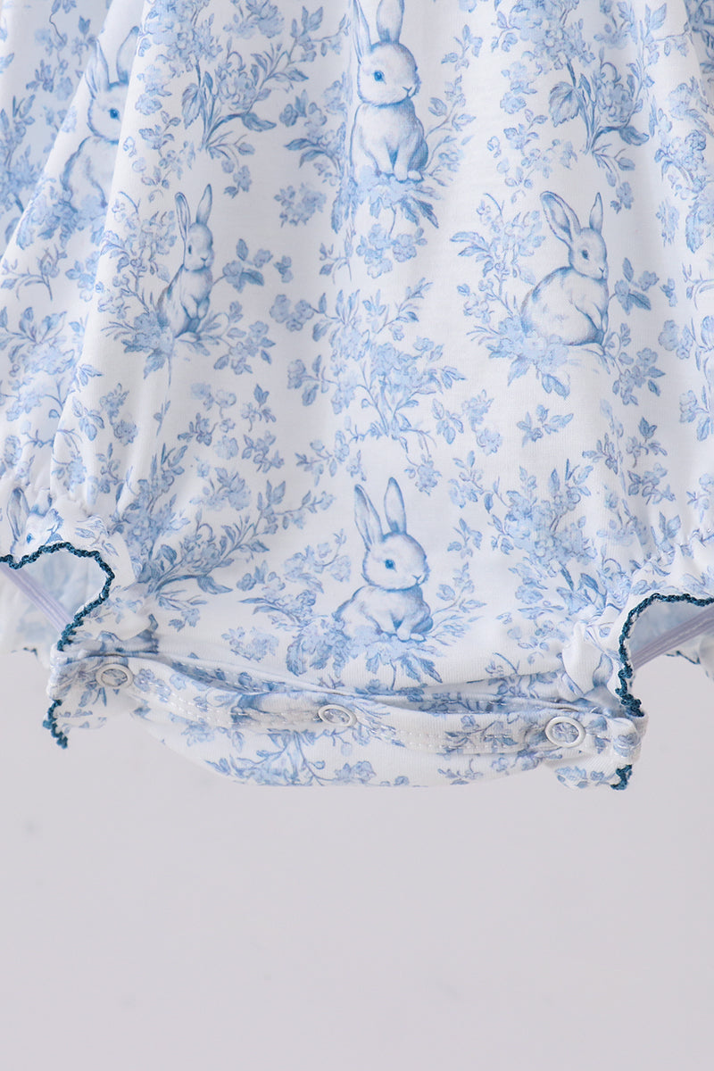 Navy bunny embroidery floral peter pan collar bubble - Aaria Tees Aaria Tees