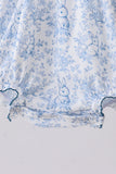 Navy bunny embroidery floral peter pan collar bubble - Aaria Tees Aaria Tees