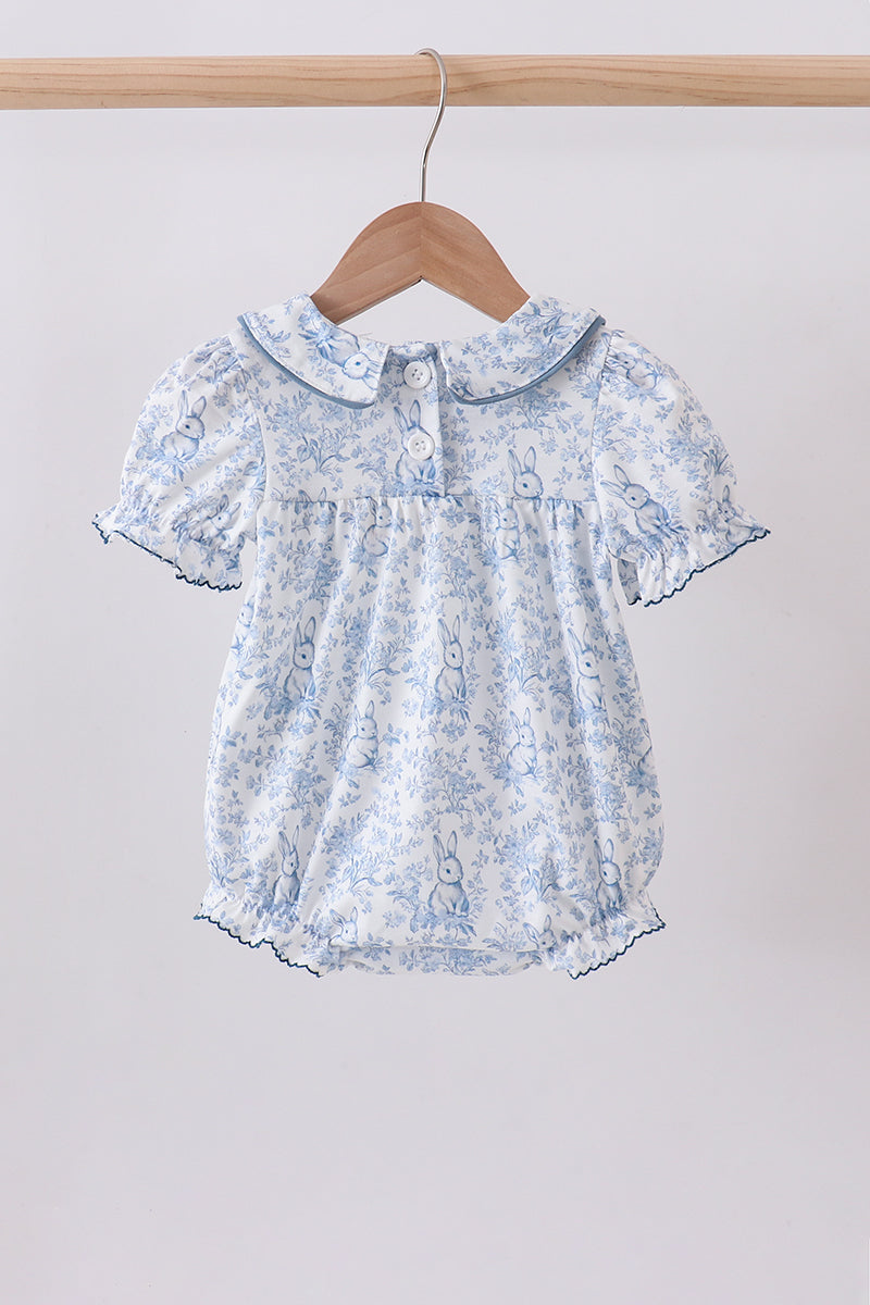 Navy bunny embroidery floral peter pan collar bubble - Aaria Tees Aaria Tees