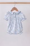 Navy bunny embroidery floral peter pan collar bubble - Aaria Tees Aaria Tees