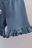 Navy bunny embroidery floral peter pan collar shorts set - Aaria Tees Aaria Tees