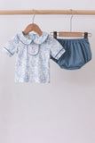 Navy bunny embroidery peter pan collar bloomer set - Aaria Tees Aaria Tees