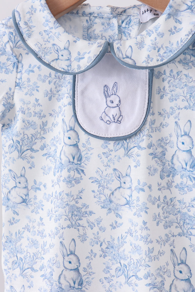 Navy bunny embroidery peter pan collar bloomer set - Aaria Tees Aaria Tees