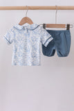 Navy bunny embroidery peter pan collar bloomer set - Aaria Tees Aaria Tees