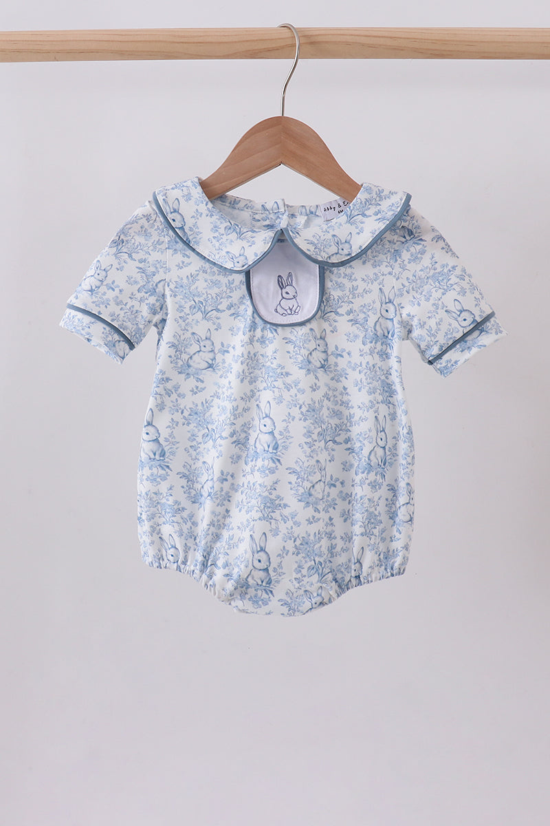 Navy bunny embroidery peter pan collar bubble - Aaria Tees