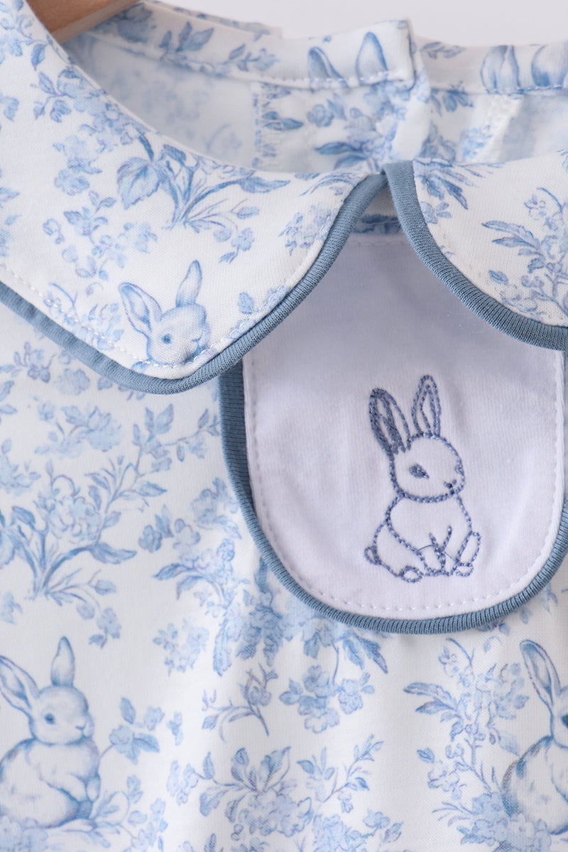 Navy bunny embroidery peter pan collar bubble - Aaria Tees Aaria Tees