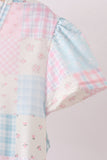 Pink patchwork floral tiered dress - Aaria Tees Aaria Tees