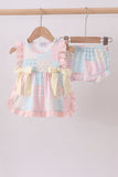 Pink Floral Print Checkered Bloomer Set Aaria Tees