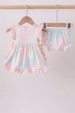 Pink Floral Print Checkered Bloomer Set Aaria Tees