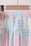 Pink Floral Print Checkered Skorts Set Aaria Tees