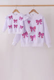White bow sequin mom&me sweatshirt - Aaria Tees Aaria Tees