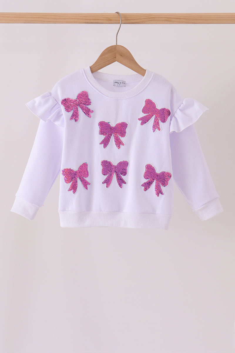 White bow sequin mom&me sweatshirt - Aaria Tees Aaria Tees