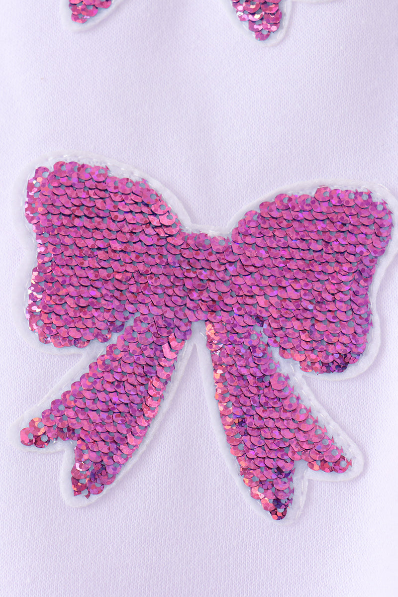 White bow sequin mom&me sweatshirt - Aaria Tees Aaria Tees