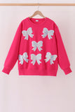 Magenta bow sequin mom&me sweatshirt - Aaria Tees Aaria Tees