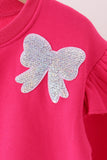 Magenta bow sequin mom&me sweatshirt - Aaria Tees Aaria Tees